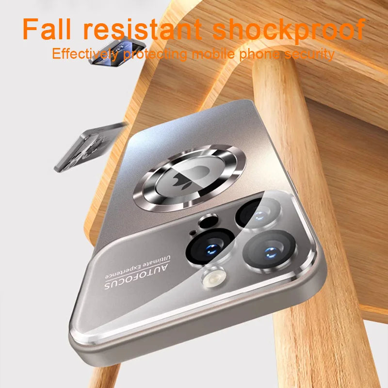 AG Matte Lens Glass Protect Magnetic Case For iPhone 17 16 11 12 13 14 Plus 15 Pro Max Air Phone Magsafe Wireless Charge Cover