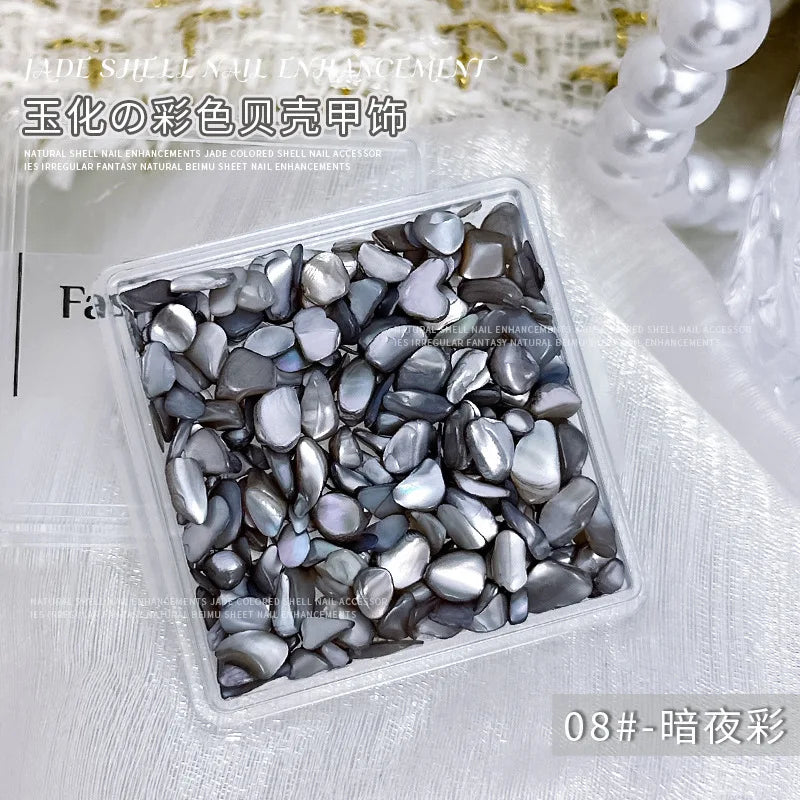 1 Box 3D Nail Art Decoration Material Shell Jade Stone Pearly Luster Irregular Nails Accessory Parts Manicure Decor Supplies