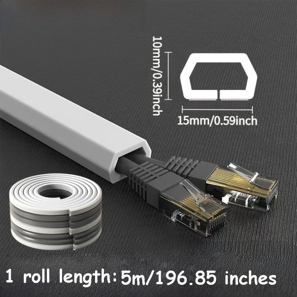 1PC 1/3M Self-Adhesive PVC Cable Management Strip Decorative Wire Protection Strip Suitable for Covering Wires on Walls Floors