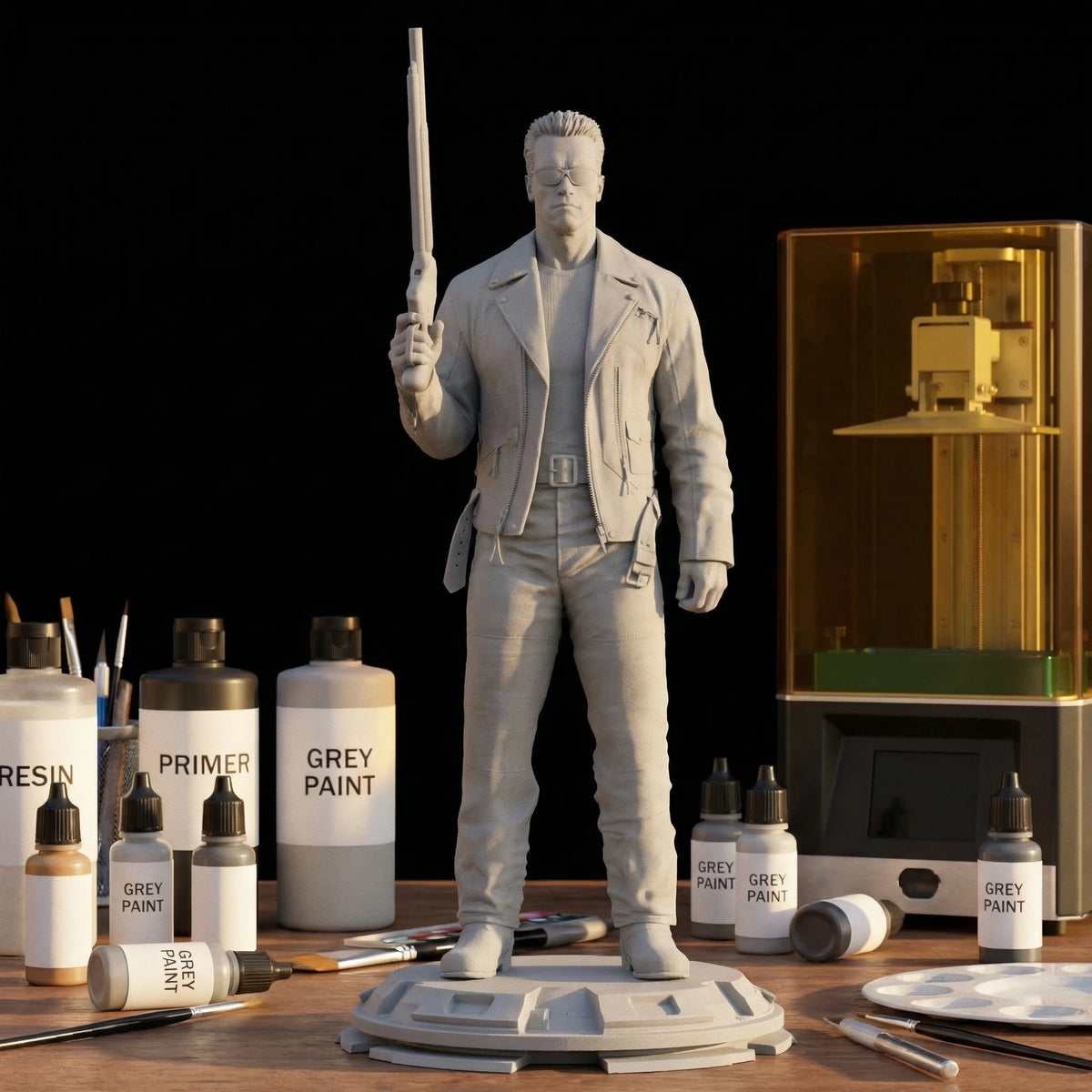 1/24 1/18 1/12 T-800 Unpainted Unassembled 3D Printing Model Garage Kits (Requires Painting and Assembly)