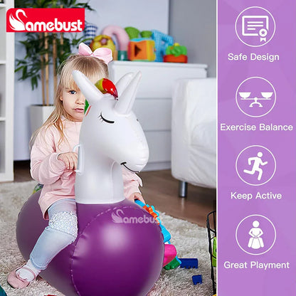 Camebust Inflatable Hopping Toddlers Toys Bouncy Unicorn Horse Dinosaur, Kids Ride On Bouncer, Jumping Bouncing Animal Hopper