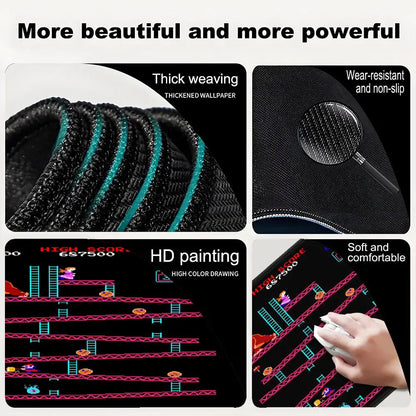 Donkey Kong Mouse Pad Square Non-Slip Rubber Mousepad with Stitched Edges Arcade Game Collage Gaming Computer PC Table Pads MatD