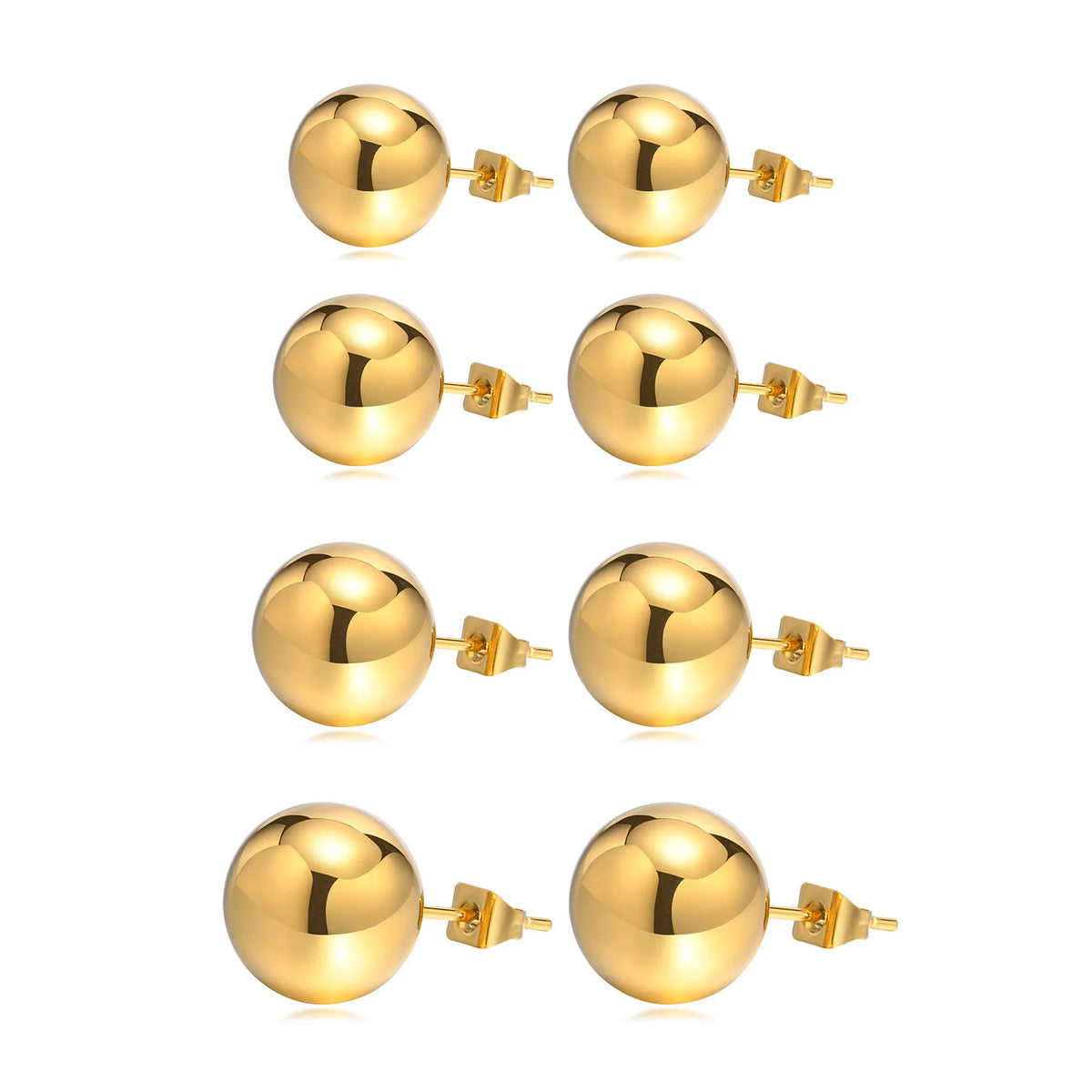 Round Stainlesss Steel Ball Stud Earring for Women,Simple Polished Ball Earring Hypoallergenic Jewelry 6mm-12mm