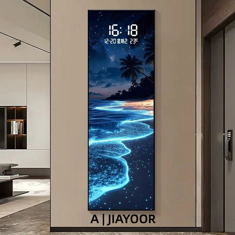 Modern Electronic Clock LED Wall Lamp for Living Room Entrance Corridor Study Hotel Plane Painting Home Decorations Mural Light