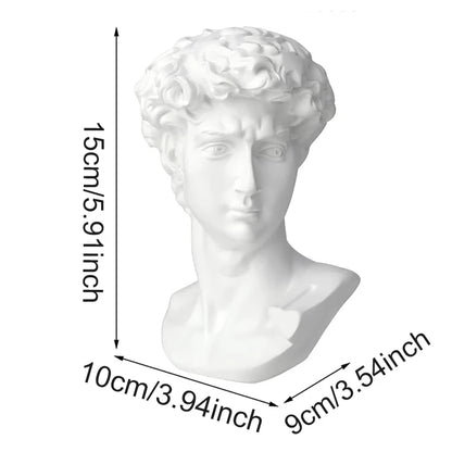 5.9Inch High Greek Statue of David Head Classic Roman Bust Greek Mythology Sculpture for Art Drawing Home Office Decor