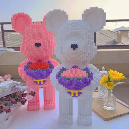 48cm Flower Violent Bear Huge  Building Block  Children's Toys with Small Particles Bricks 3D Model Children's Adult Gift