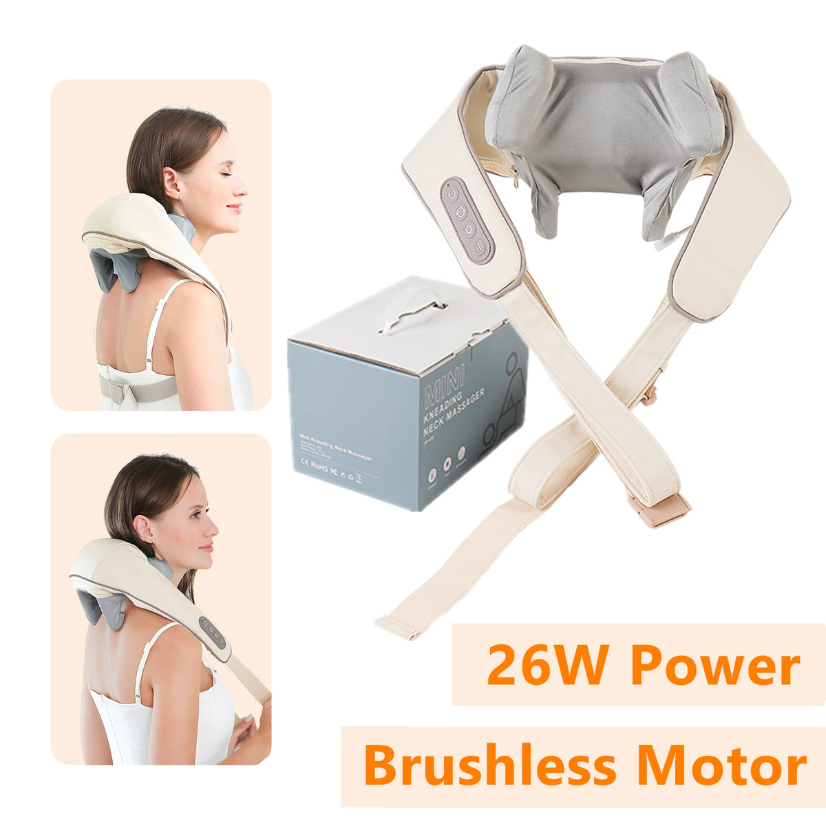 Foreverlily 26W Neck And Shoulder Massager Wireless Shoulder And Back Kneading Massage Shawl Trapezius Neck Cervical masajeador