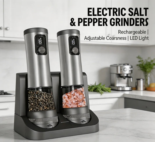 Automatic Salt and Pepper Grinder Set Rechargeable Base LED Display Kitchen Utensils Spice Processing Tool
