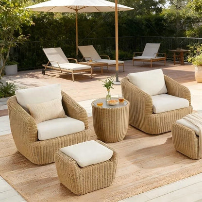 #Outdoor Wicker Furniture Set Dark Gray PE Rattan Cushions Hanging Egg Chair Round Side Table Weather Resistant Poolside Patio