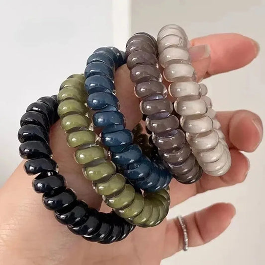 5pcs Set Telephone Cord Scrunchies Morandi Color Spiral Hair Tie Elastic Hair Band Rubber Band Women Hair