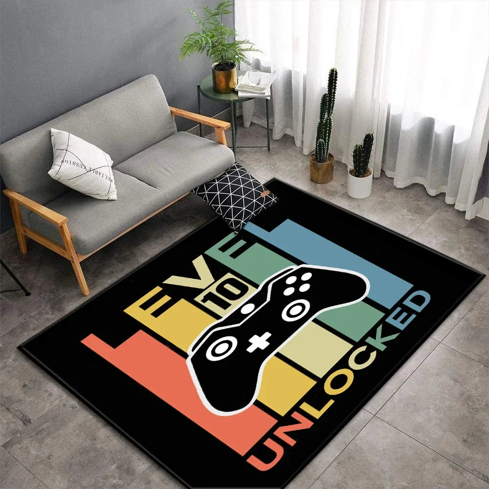 Cartoon Game Console Carpet for Living Room Video Game Children Player Area Rug Soft Anti-slip Bedroom Entrance Floor Mat