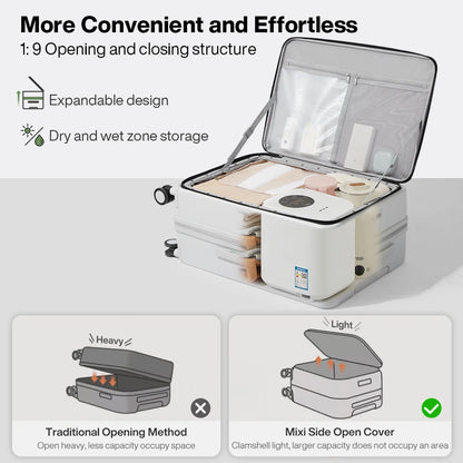Mixi Expandable Carry On Luggage PC Hard Shell Suitcase Top Opening Rolling Travel Suitcases with Spinner Wheels TSA Lock M9296