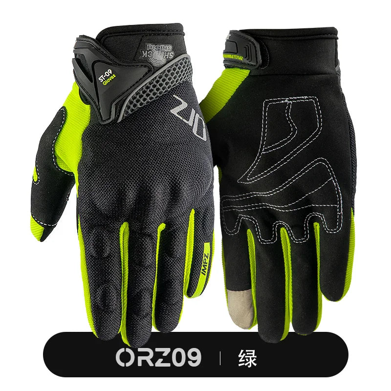 ORZ Motocross Anti-Skid Breathable Riding Racing Head Locomotive Touch Screen Full Finger Gloves Men Summer