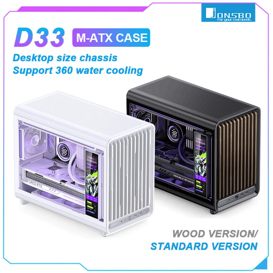 JONSBO D33 ATX MATX Desktop Case Glass Side Transparency Gaming PC Case Support 360 Water Cooling