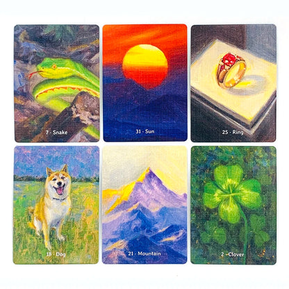 8.8*6.3CM Oracle Deck A 38 Oil Painting Style Cards Vibrant Illustrations,Perfect For Divination & Gift Giving Party Game