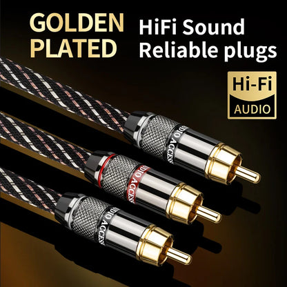 YYTCG HIFI RCA to 2rca Audio Cable 6N OFC Subwoofer Y Cable RCA 1 Male to 2 Male Audio Cable for Speaker,DVD, TV, Amplifier