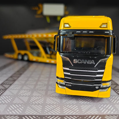 1:50 simulation Full alloy sliding Scania double-layer transport vehicle model flat truck pure static ornament collection gift