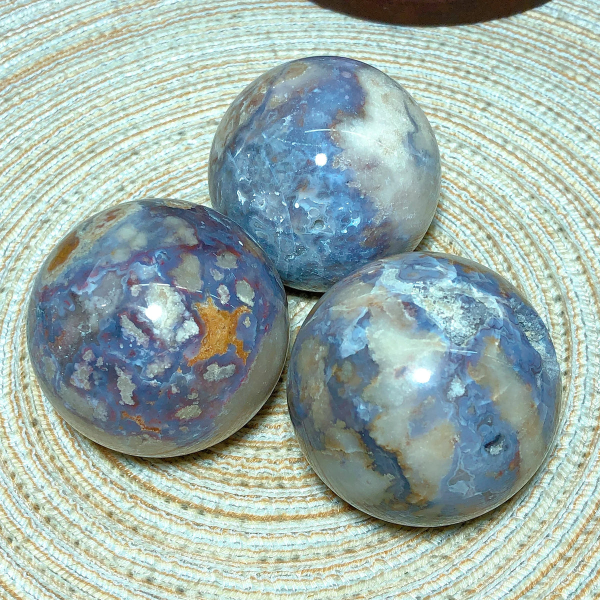 Natural Crystal Blue Flowe Agate Sphere Druzy Geode Painting Gemstones Mineral Energy Home Decorations Room Decor Gift