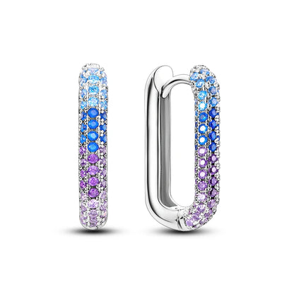 Orstarry Original 925 Sterling Silver Minimally Design Blue Zircon Earrings Women Hoop Earring Anniversary Jewelry Gifts
