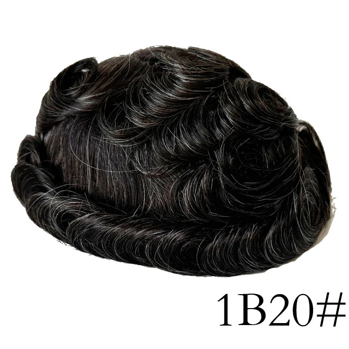 0.08mm Thickness PU Poly Base Double Knotted Toupee Human Hair Durable Time Long Lifespan Men's Capillary Prothesis