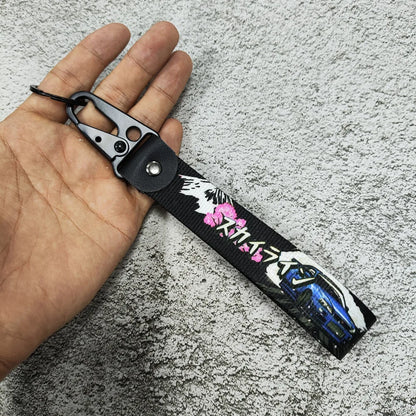 Newest JDM Style Car Keychain Nylon Initial D Gift Lanyard Keyring Auto Key Steel Spring Clip Key Starp Key Pendant