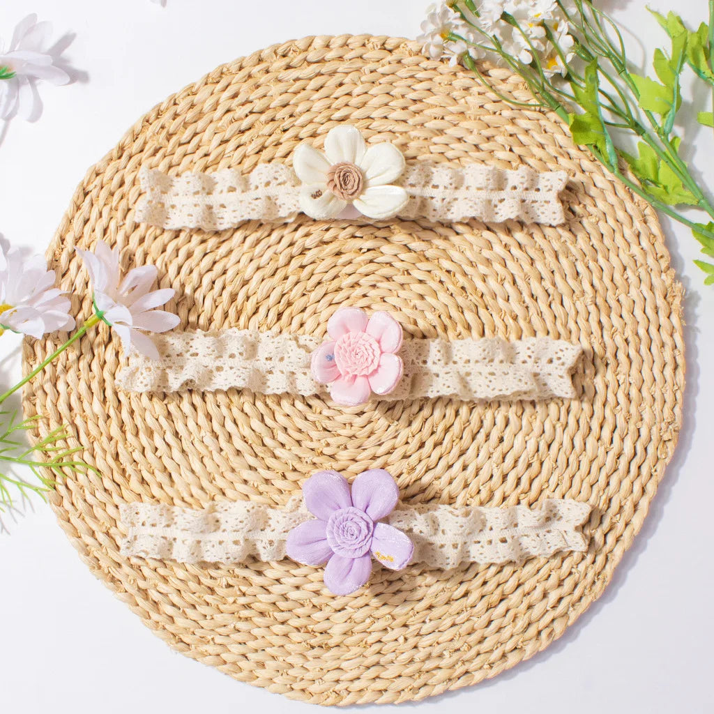 New Baby Hair Accessories Cute Flower Lace Elastic Headband for Infants Children's Fontanelle Protection