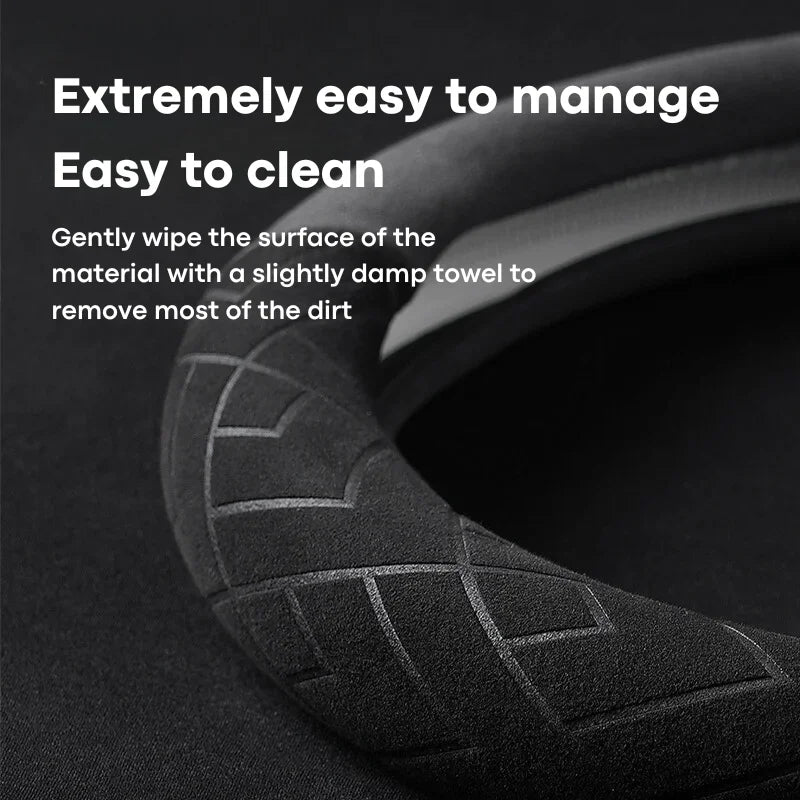 Car Steering Wheel Covers Cowhide Suede Steering Wheel Cover Wrap Universal 37-38cm Breathable Steering Covers Car Accessories