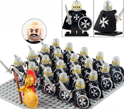 21PCS Medieval Ancient Roman Warrior Series Spartan 300 Warrior Children's Building Block Toys DIY Micro Scene Ornaments