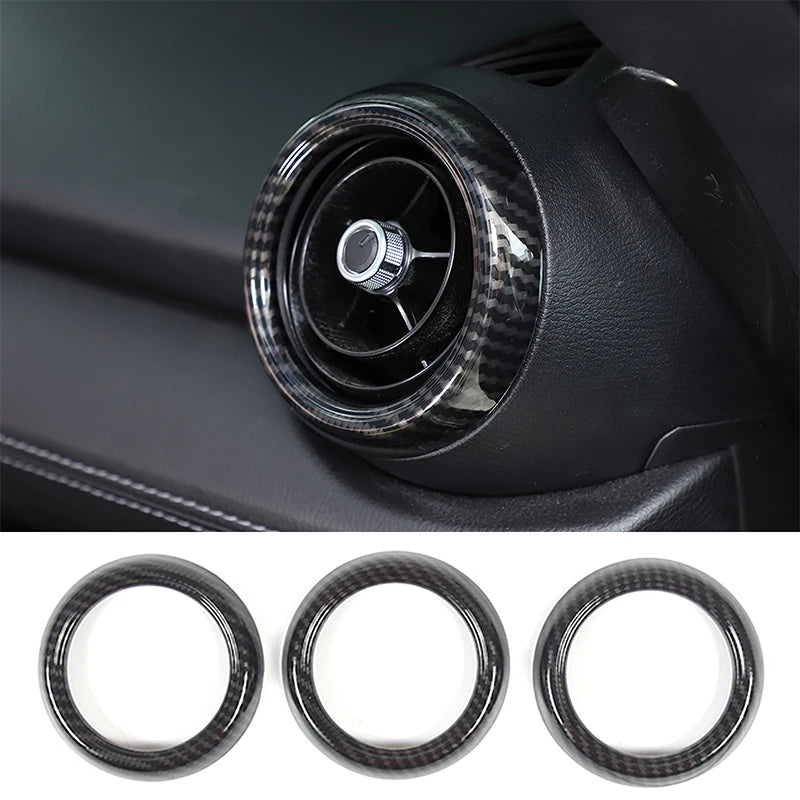 Real Carbon Fiber For Mazda MX-5 MX5 2016-2023 Car Dashboard Panel Air Outlet Decoration Ring Car Interior Accessories