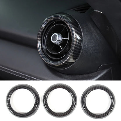 Real Carbon Fiber For Mazda MX-5 MX5 2016-2023 Car Dashboard Panel Air Outlet Decoration Ring Car Interior Accessories