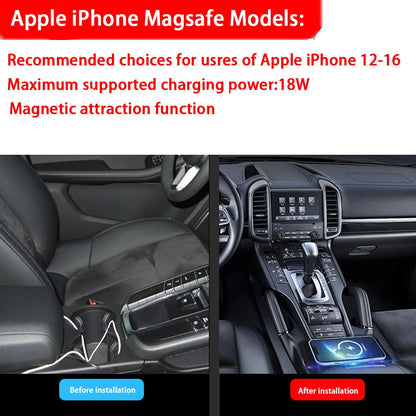 ZhuCamX Car Wireless Mobile Phone Charger Center Console Storage QI 18W iPhone fast charge for Porsche Macan 95B 2014-2024