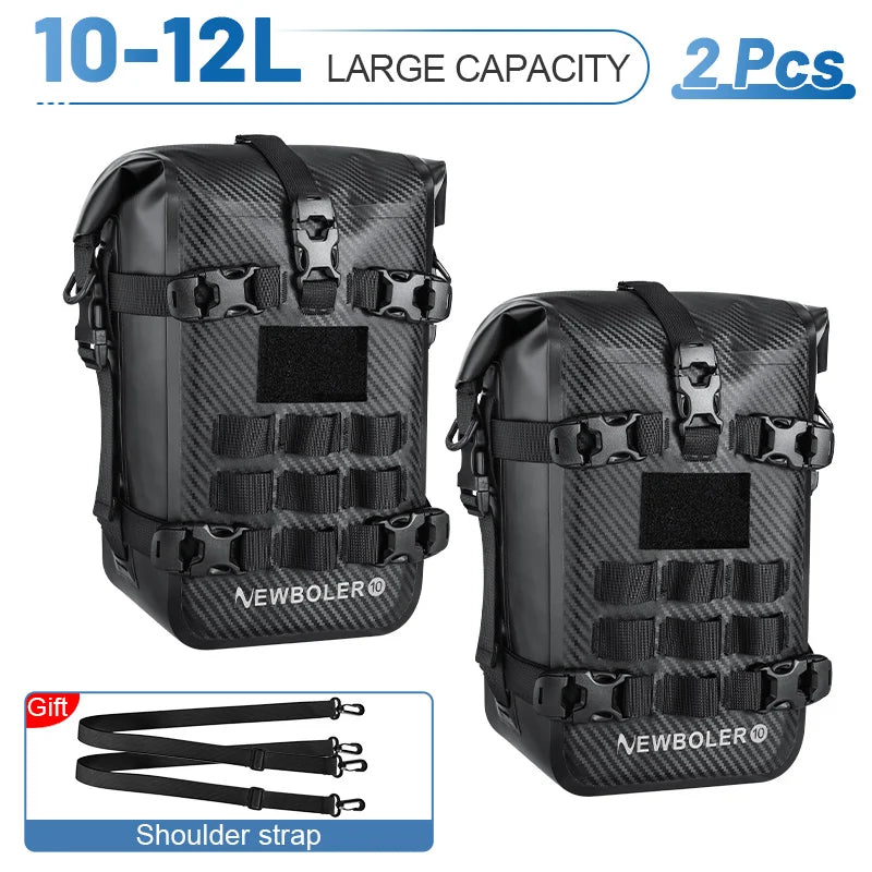 NEWBOLER 8/10L Motorcycle Bumper Bag Waterproof Frame Crash Bar Pack Outdoor Cycling Tool Placement Bag With Inner Support Board
