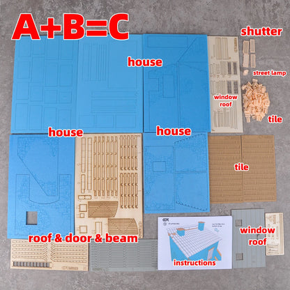 Assembly Architectural Model Building Rural Area Residence Bungalow Countryside Village Diorama Scale Model Kit 1/35 1/32