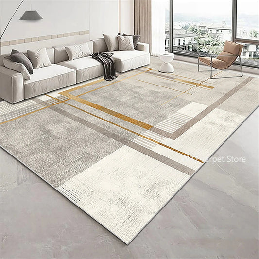 Modern Golden Geometry Carpet for Living Room Light Luxury Rugs for Bedroom Decor Large Area Lounge Sofa Side Floor Mats Custom