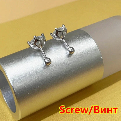 Premium 0.5-3ct Moissanite Diamond Stud Earrings for Women Original 925 Sterling Silver Screw Back Women Moissanite Earring
