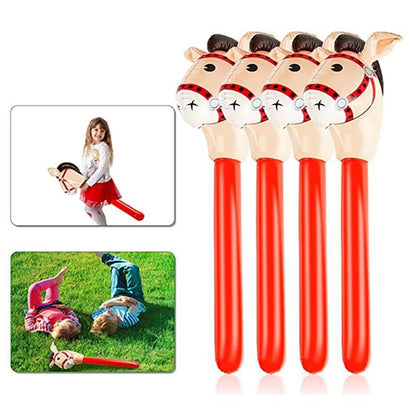 2Pcs Inflatable Horsehead Stick Balloon Cowboy Cowgirl Farm Animal Theme Kids Birthday Party Decoration Fun Creative Play Toy