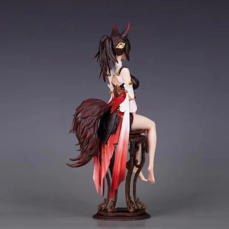 Anime Inspired Fox Ear Girl Sitting Collectible Figure, Desktop Display Statue Ornament