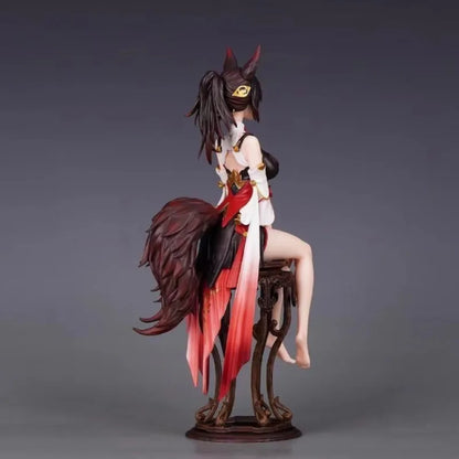 Anime Inspired Fox Ear Girl Sitting Collectible Figure, Desktop Display Statue Ornament