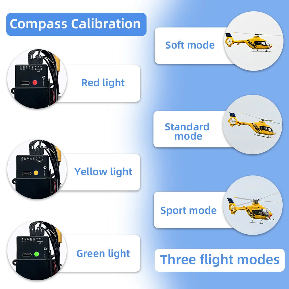 FLYWING EC135 RC Helicopter LED Light ACE Flight Control EC135 Scale Helicopter 470 Size RC Helicopters 4 Blade 6CH RC Helicopte