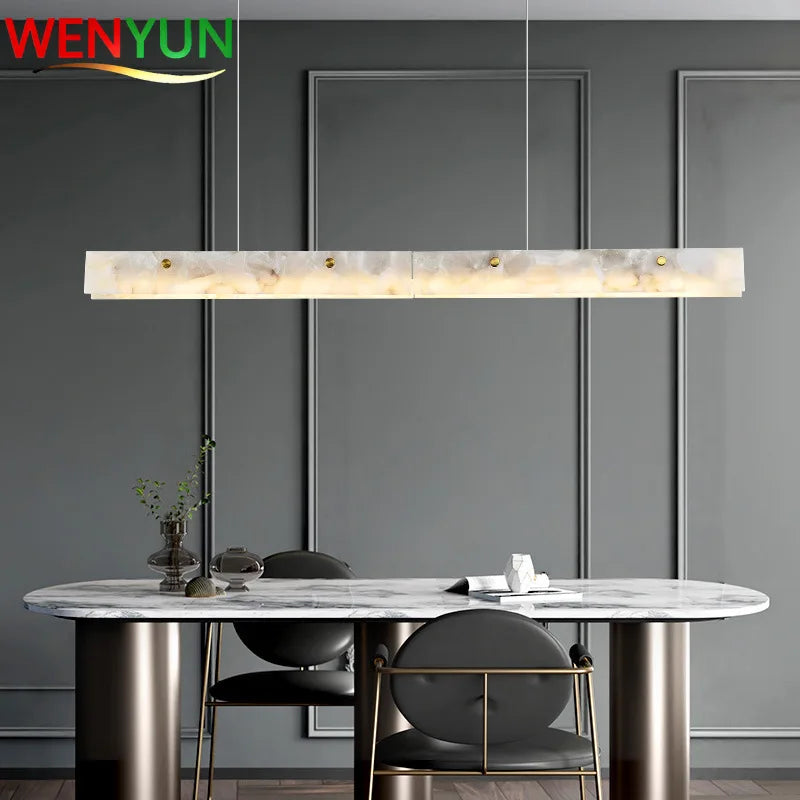 Natural Marble Pendant Light LED Minimalist Chandelier Hanging Ceiling Fixtures for Kitchen Island Dining Room Bar