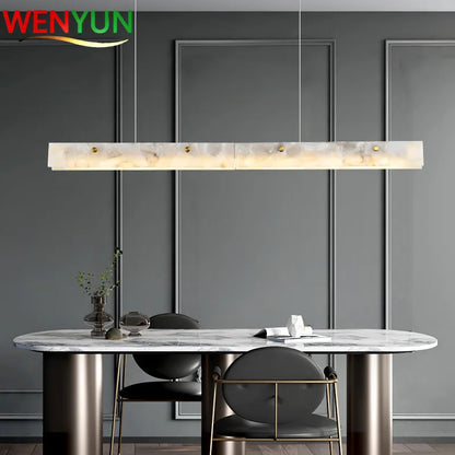 Natural Marble Pendant Light LED Minimalist Chandelier Hanging Ceiling Fixtures for Kitchen Island Dining Room Bar