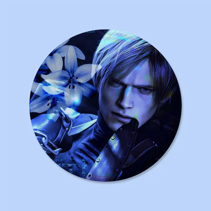 Game Resident Evil Cartoon Leon Kennedy Badges 25 32 44 58 75 Mm Round Cosplay Pin Bag Decor Friends Gifts Brooch Souvenir