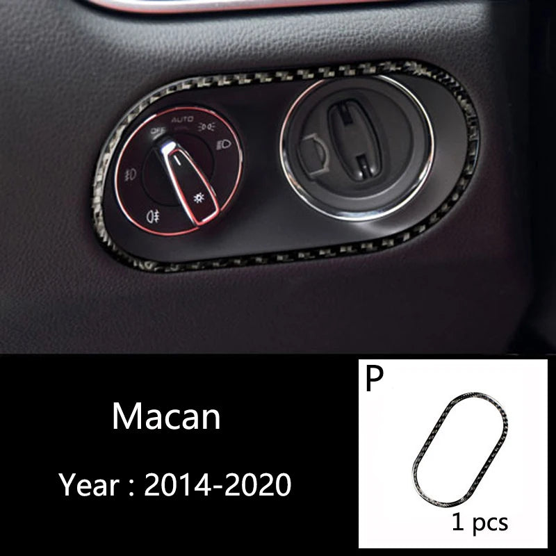 Accessories For Porsche Macan Carbon Fiber Car Inner Control Gear Shift Panel Water Cup Holder Cover Trim Decoration Car Sticker