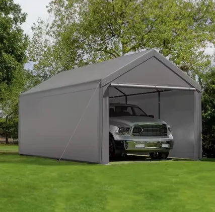 3M X 6m PE Heavy Duty Canopy Steel Canopy Storage Shed, Portable Garage Party Tent with Removable Side Walls and Doors
