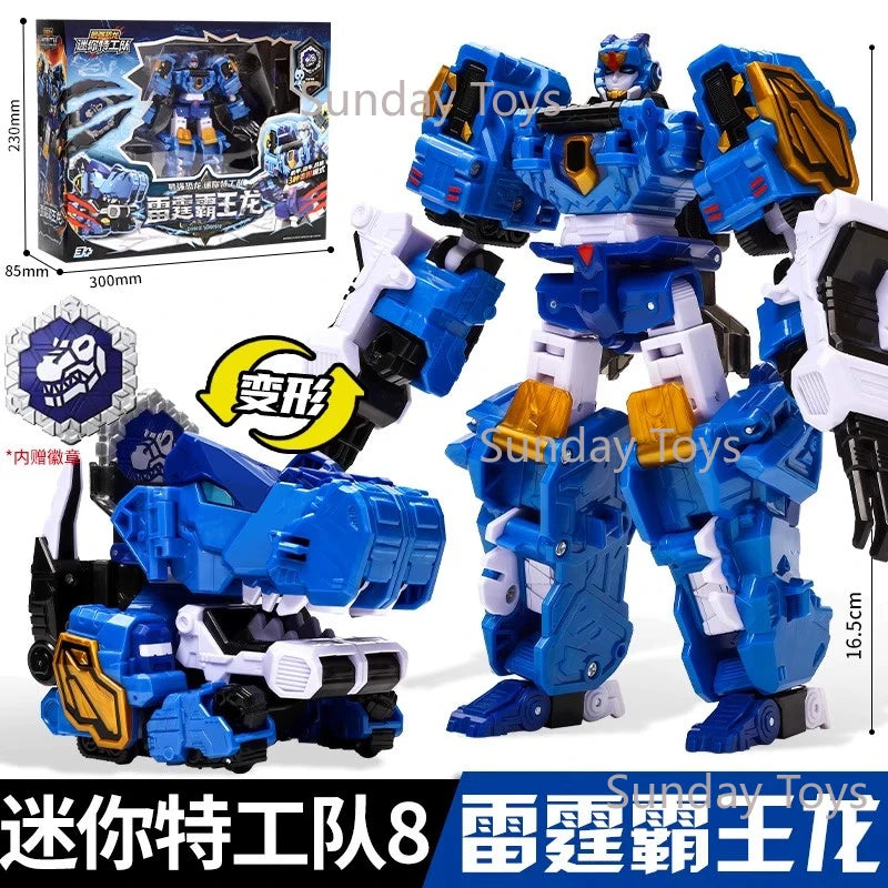 New Miniforce 8 Super Dinoid Transform Combined Mecha Robot Action Figures Toys Mini Force Rex Battle King Deformation Model Toy