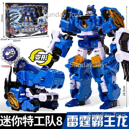 New Miniforce 8 Super Dinoid Transform Combined Mecha Robot Action Figures Toys Mini Force Rex Battle King Deformation Model Toy