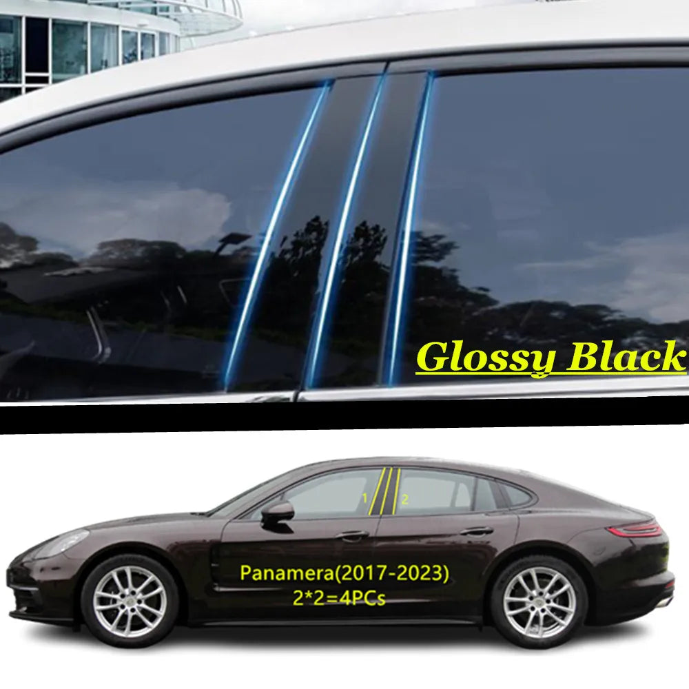 Car PC Material Pillar Post Cover Door Trim Window Molding Sticker Plate Accessories For PORSCHE Panamera 2010-2023/Macan 2014+
