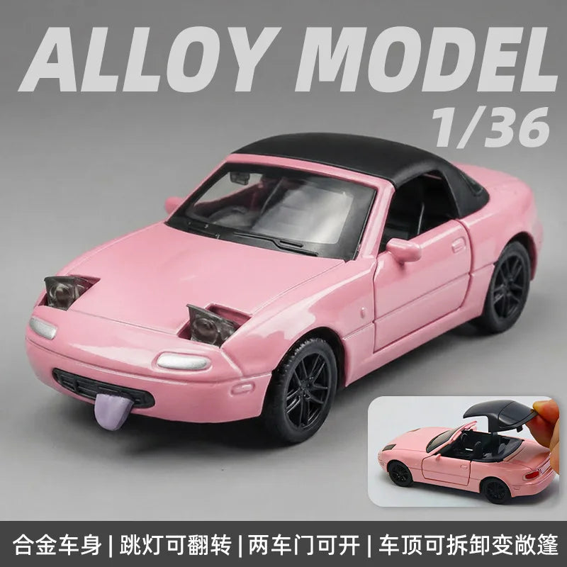 1:36 MX-5 MX5  RX7 R34 Series alloy car model with openable door convertible sports car boy pull-back toys as gifts as ornaments