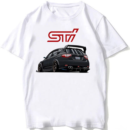 Summer Men's Short Sleeve Impreza WRX STI Classic Car Race T-Shirt Harajuku Drive JDM White Casual Boy Tees Hipster Cool Tops