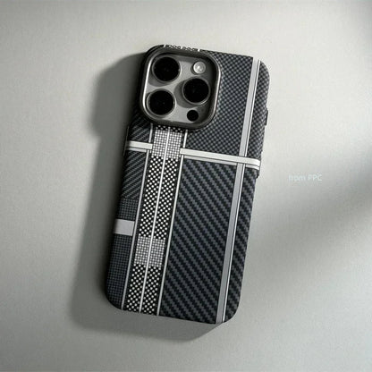 For iPhone 17 16 15 18 Pro Max Case Carbon Fiber Abstract Geometric for MagSafe Cover Magnetic Charging Shell Camera Armor Funda